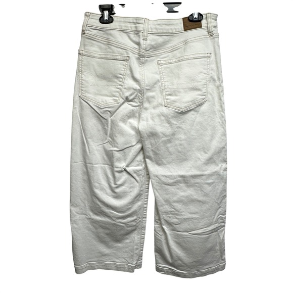 American Eagle Outfitters White Wide Leg Crop Jeans Cropped High Waisted Size 10 - Picture 2 of 11